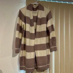 Brand new cardigan hand knitted size L,  cream/lilac